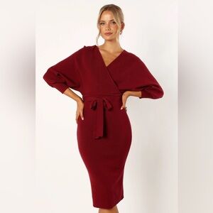 Elegant Burgundy Wrap Dress